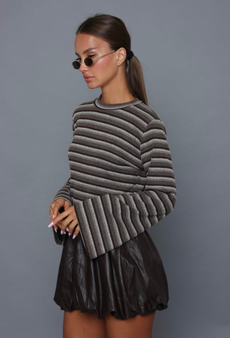 סריג פסים שרוול מתרחב